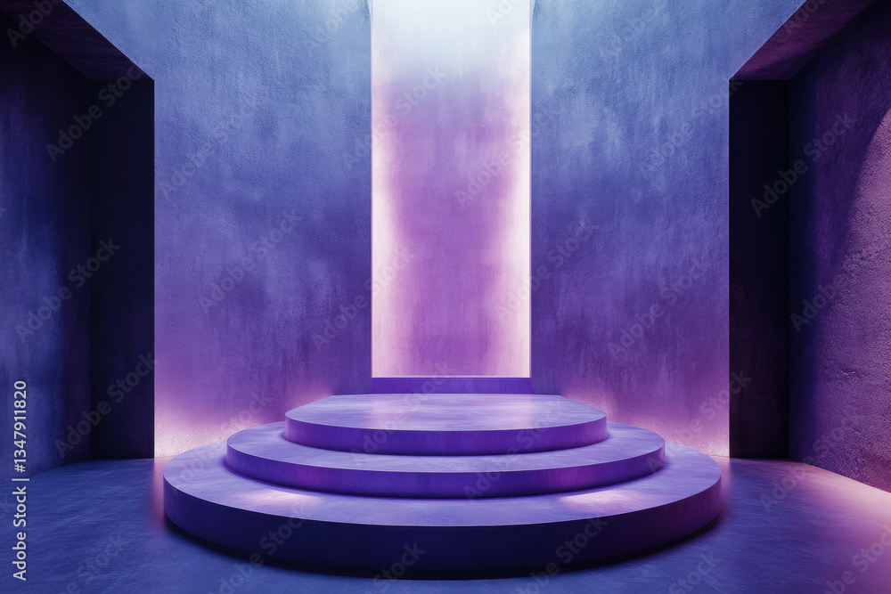 Purple staircase with ceiling light in room. Purple staircase with ceiling light in room.