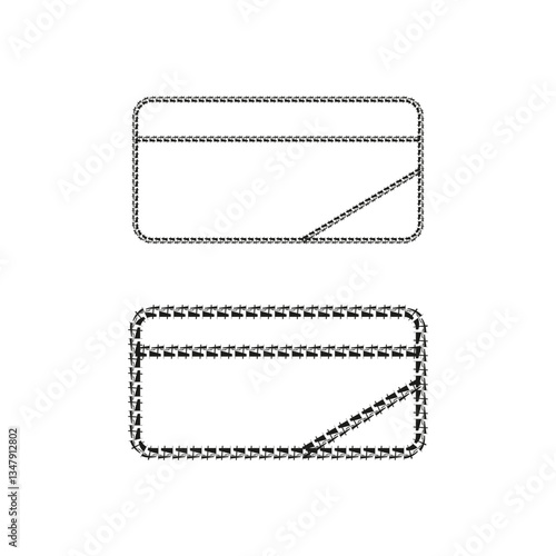 Envelope outline. Geometric postal shape. Abstract mailing symbol. Black white design.