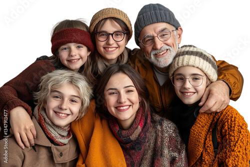 portrait of happy family isolated on transparent background