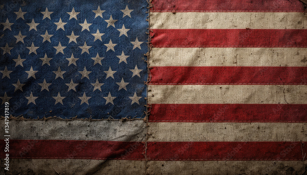 Naklejka premium High-Definition Close-Up of the American Flag with Artistic 3D Wavy Textures, Elegant Fabric Folds, and Powerful National Symbolism for Backgrounds