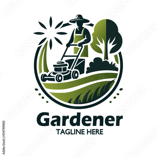 Gardener logo design inspiration vector, Lawn care, farmer, lawn service logotype, vector