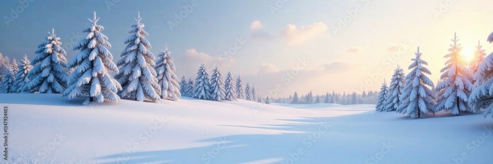 A serene, snowy landscape with trees in the distance, serene, frozen, peaceful A serene, snowy landscape with trees in the distance, serene, frozen, peaceful