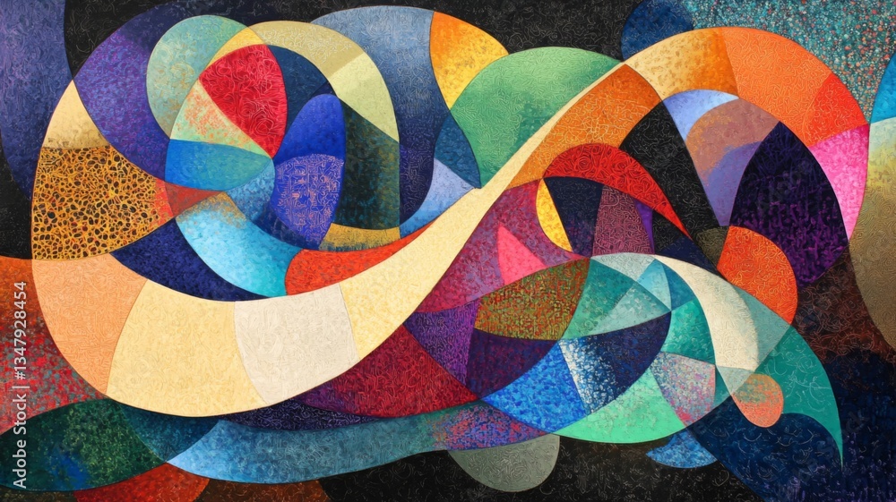 Fototapeta premium Abstract Colorful Swirling Shapes Artistic Painting