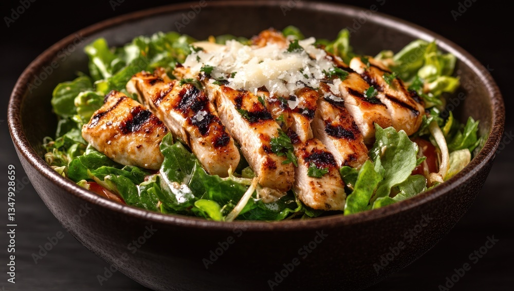Delicious Grilled Chicken Salad in a Rustic Bowl Delicious Grilled Chicken Salad in a Rustic Bowl