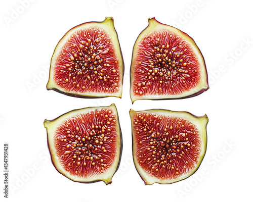 Fresh Sliced Figs Showing Juicy Texture and Vibrant Colorful Interior