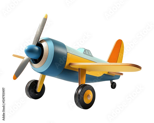 Colorful Wooden Toy Airplane Model for Children and Decorative Use