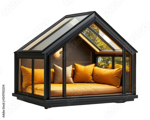 Cozy Glass House with Bright Cushions and Warm Natural Light
