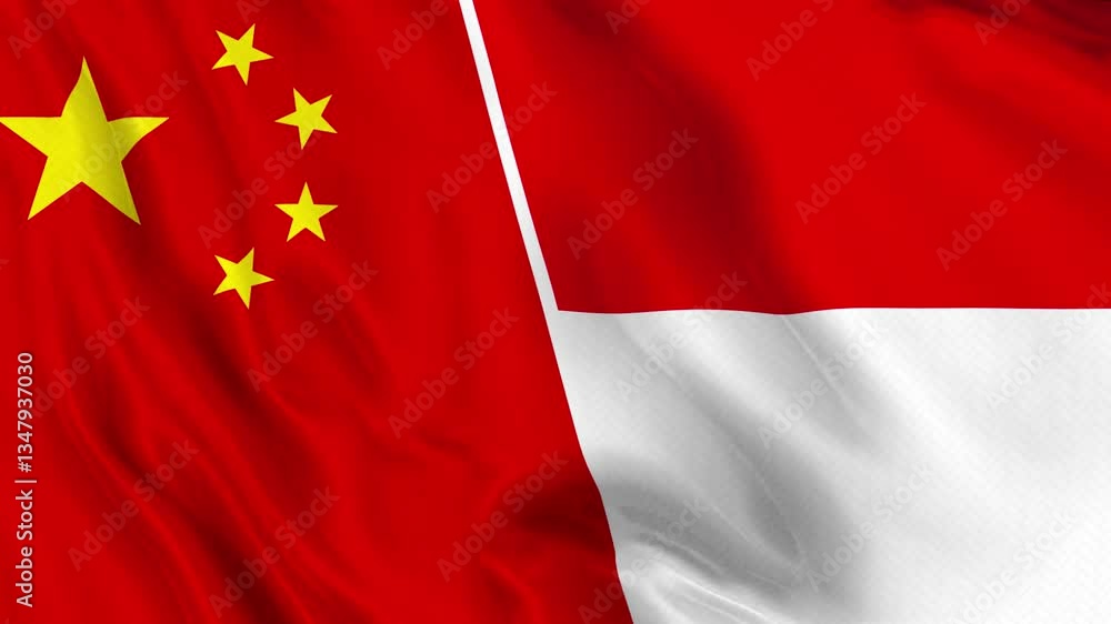 China and Monaco Flag Loop China and Monaco Flag Loop
