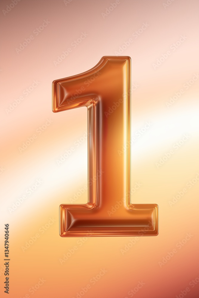 Shiny Golden Number One On Warm Background For Celebrations Shiny Golden Number One On Warm Background For Celebrations