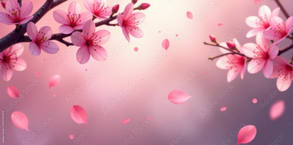 Delicate abstract pink sakura petals falling in a mesmerizing gradient background with subtle textures and earthy tones, petal, season, abstract Delicate abstract pink sakura petals falling in a mesmerizing gradient background with subtle textures and earthy tones, petal, season, abstract