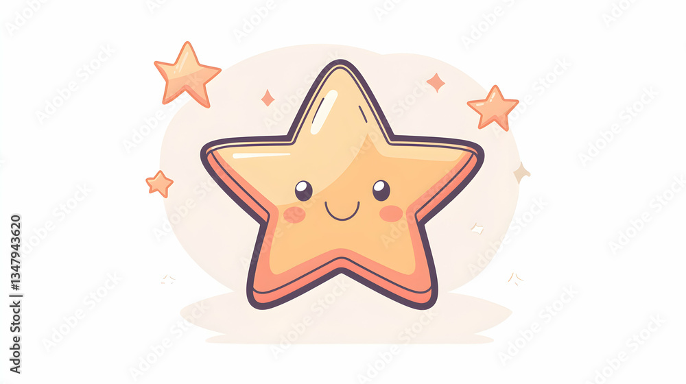 Cute Yellow Cartoon Star with Pixel Art Style Cute Yellow Cartoon Star with Pixel Art Style