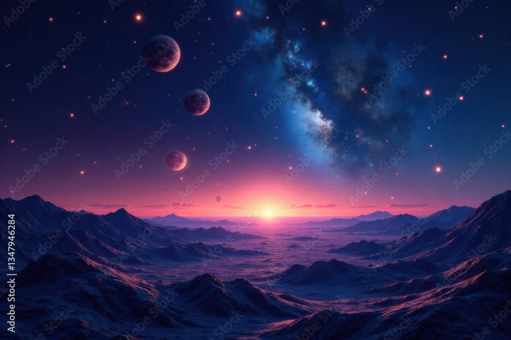 Fototapeta premium Desolate galaxy void amidst twinkling celestial bodies, cosmos, space, vastness