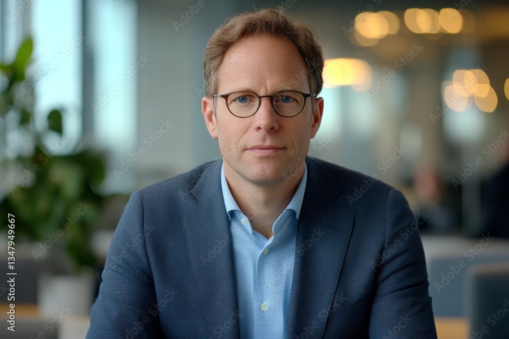 Naklejka premium Headshot of a professional man with glasses wearing a suit