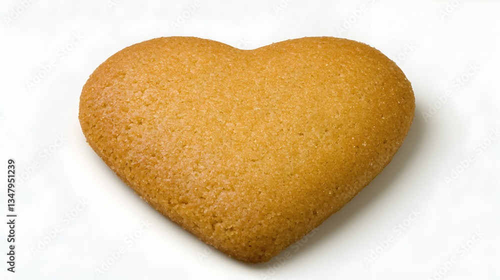 Heart-Shaped Sugar Cookie on White Background Heart-Shaped Sugar Cookie on White Background