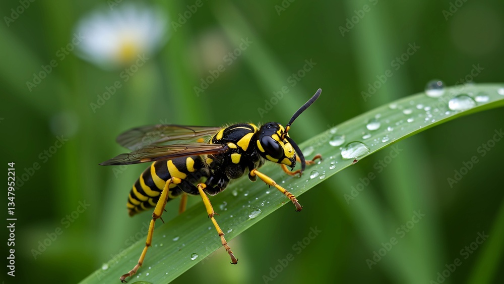 A high-quality close-up image of a Beewolf wasp (Philanthus spp.), showcasing its detailed anatomy, vibrant yellow and black markings, and powerful mandibles A high-quality close-up image of a Beewolf wasp (Philanthus spp.), showcasing its detailed anatomy, vibrant yellow and black markings, and powerful mandibles