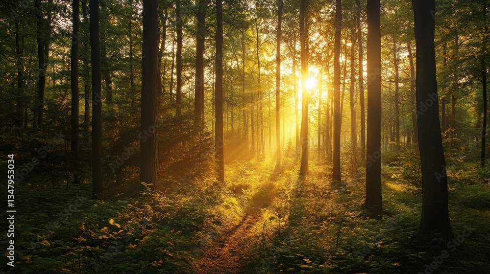 Naklejka premium Serene Forest Sunlight