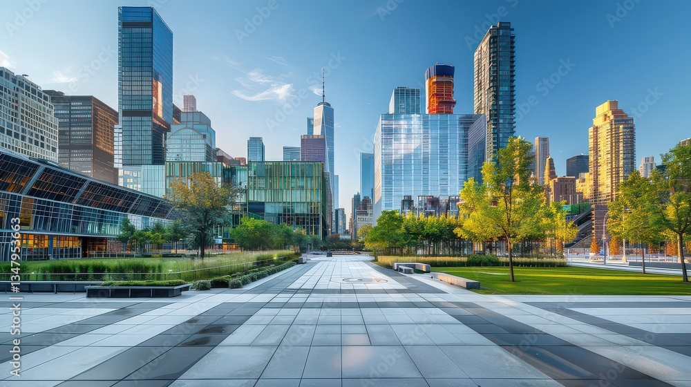 Obraz premium _A_modern_city_square_with_contemporary_buildings_