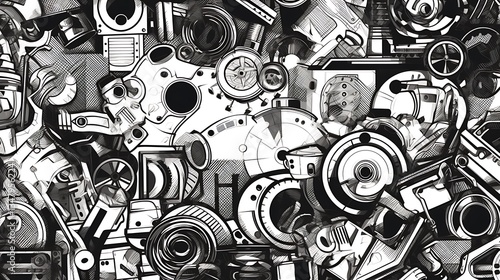 Abstract Mechanical Parts Detailed Design Illustration