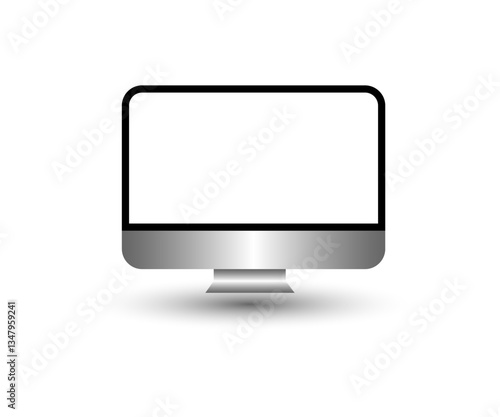 Computer Monitor Mockup LCD Screen Blank Display Vector Isolated 