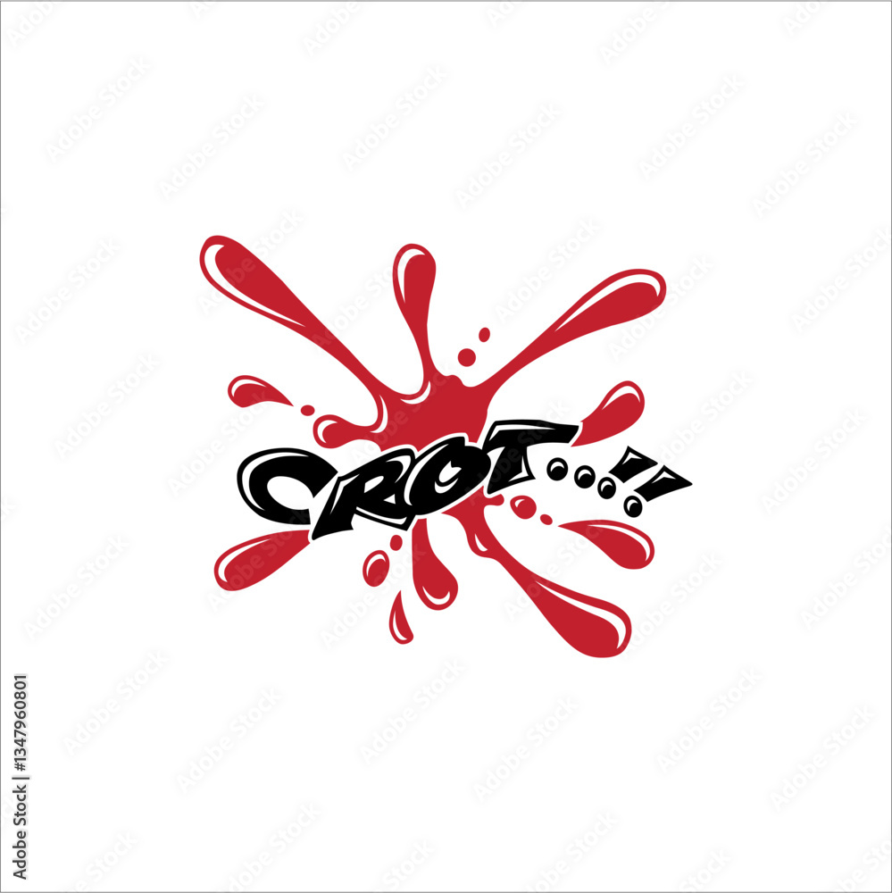 Red water droplets accompanied by the word crot Red water droplets accompanied by the word crot