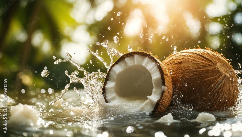 Fototapeta premium Refreshing Coconut Splash: Tropical Paradise