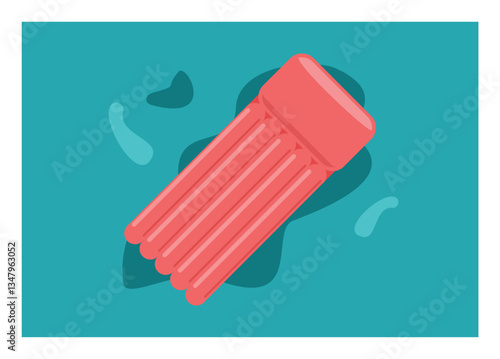 Floating mattress on the water surface. Simple flat illustration.
