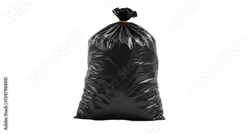 Trash bag mockup, sack with garbage, isolated on white 