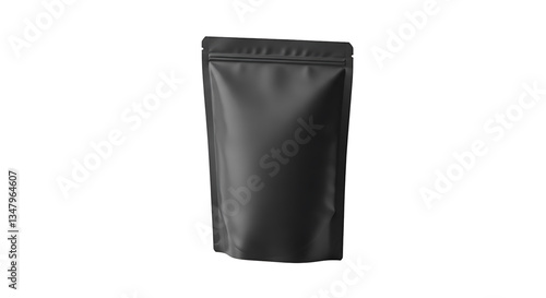 Doypack black mockup for food or cosmetic products, isolated on white background 