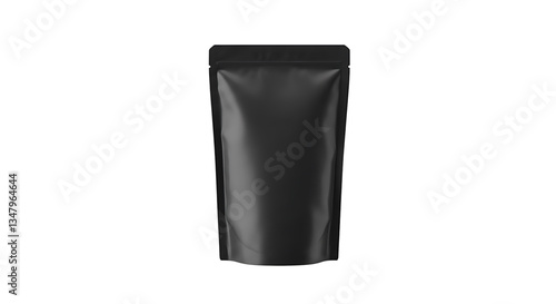 Doypack black mockup for food or cosmetic products, isolated on white background 