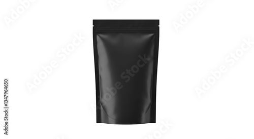 Doypack black mockup for food or cosmetic products, isolated on white background 