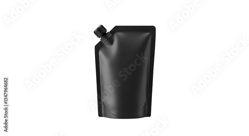 Doypack black mockup for food or cosmetic products, isolated on white background 