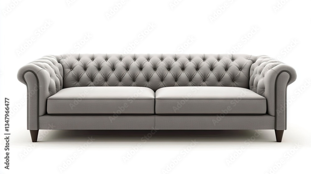 Obraz premium A minimal and elegant home setting with a modern light grey sofa, adding softness to the space