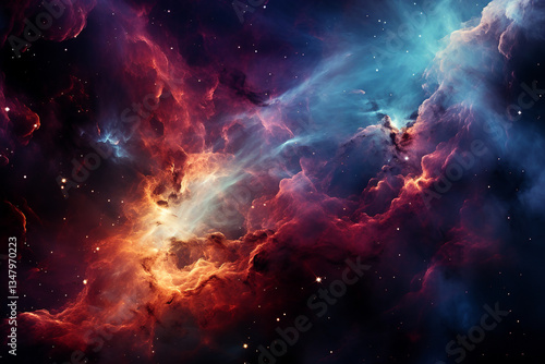 An depiction of cosmos, wherein viewers are transported to boundless depths of space, beholding grandeur of distant galaxies and infinite expanse that stretches beyond