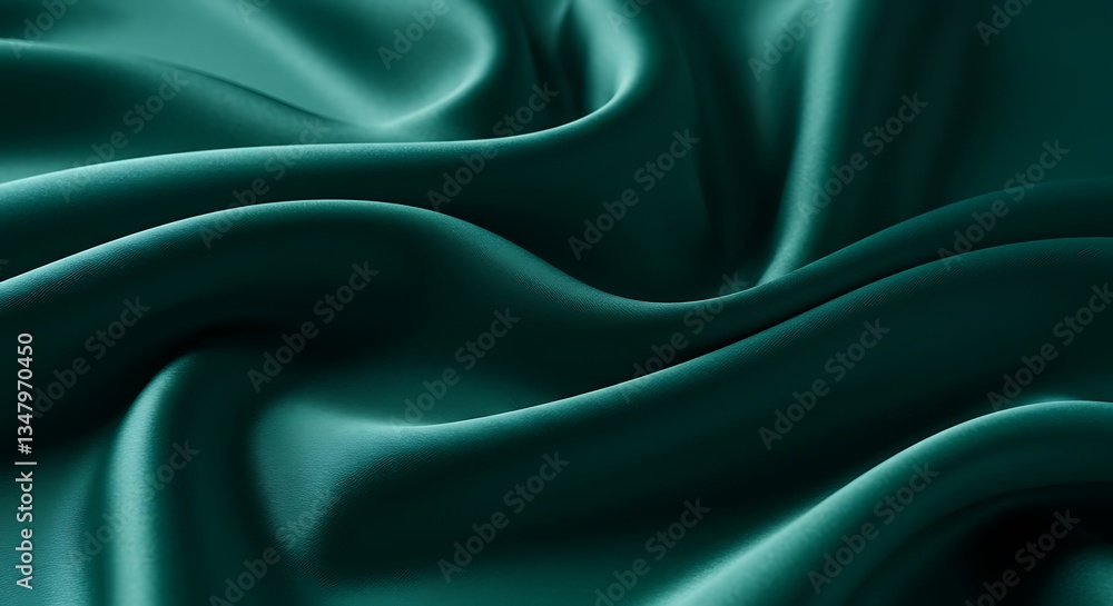 Obraz premium Abstract dark teal silk waves - luxury, smoothness, fluidity - fashion editorial, elegant backgrounds