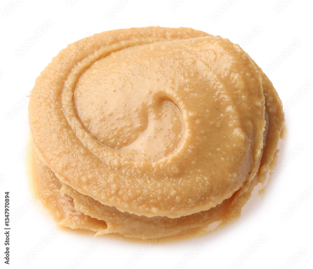 Sample of tasty nut butter isolated on white Sample of tasty nut butter isolated on white