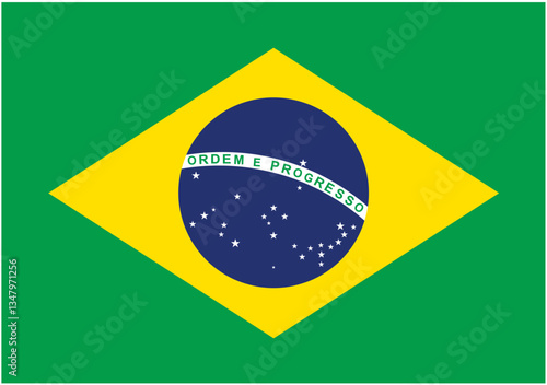 Brazil flag official isolated on transparent PNG background. Perfect for designs.The iconic green and yellow with the blue globe and white band symbolizes Brazil's unity and heritage.vector