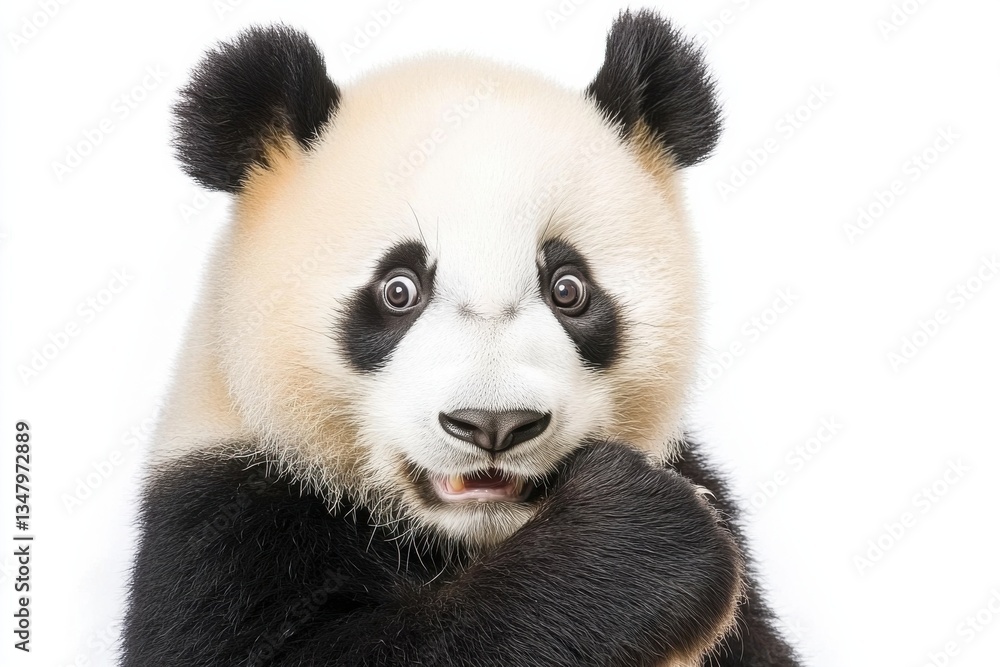 Adorable close-up of a curious giant panda with striking features Adorable close-up of a curious giant panda with striking features