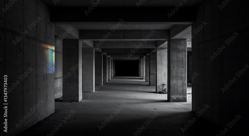 Concrete pillars create a stark passage - solitude and mystery - urban exploration photography. Concrete pillars create a stark passage - solitude and mystery - urban exploration photography.