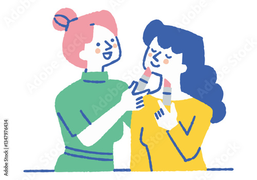 Woman getting her makeup done at a cosmetics counter_Color