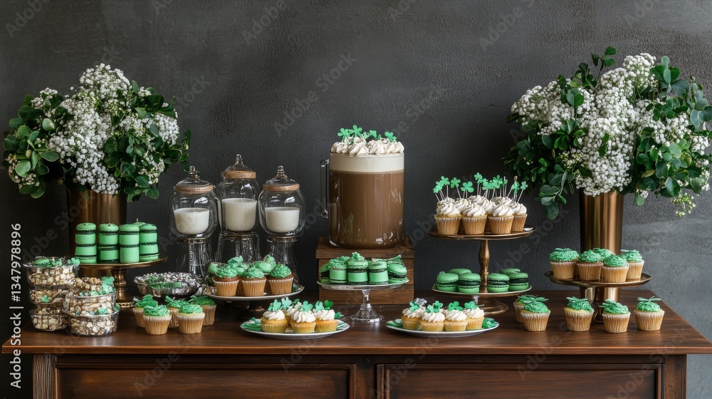 Elegant St Patricks Day Dessert Table Display Elegant St Patricks Day Dessert Table Display