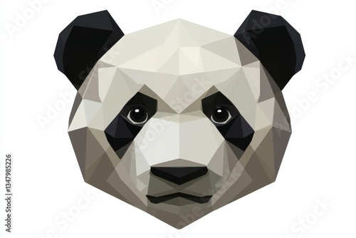 Abstract geometric panda head illustration in low poly style