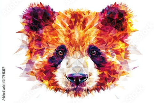 Colorful Low Poly Panda Face Art Design Modern Abstract Illustration