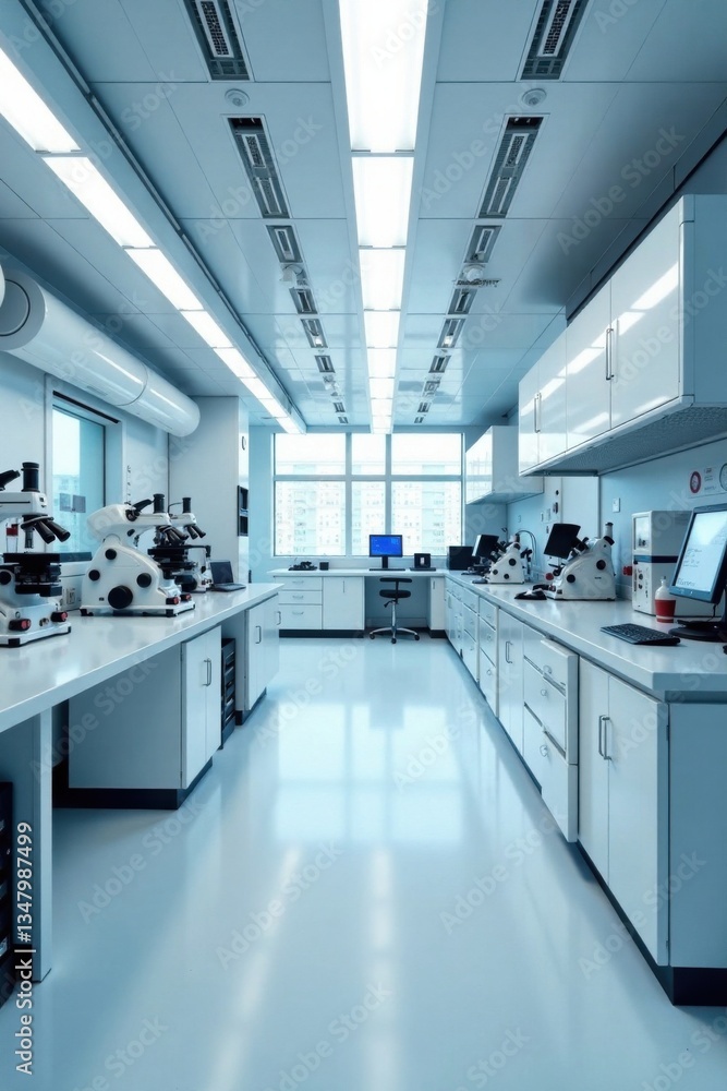 White futuristic laboratory with various scientific equipment and machinery, equipment, machinery, innovation White futuristic laboratory with various scientific equipment and machinery, equipment, machinery, innovation
