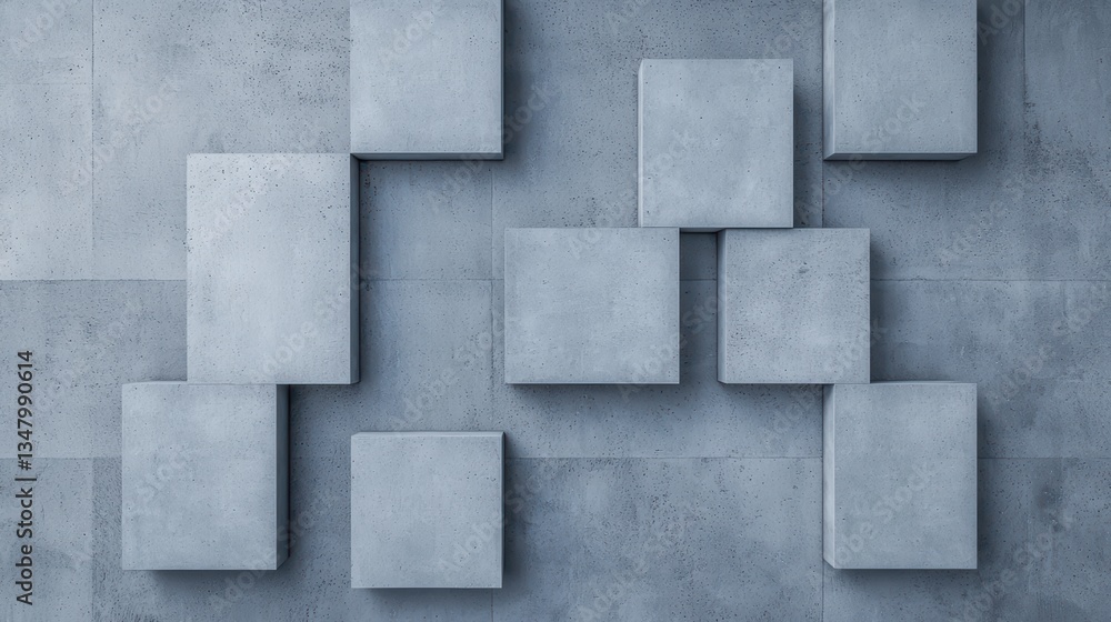 Abstract arrangement of gray concrete blocks on a wall Abstract arrangement of gray concrete blocks on a wall