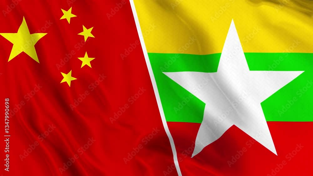 China and Myanmar Flag Loop China and Myanmar Flag Loop