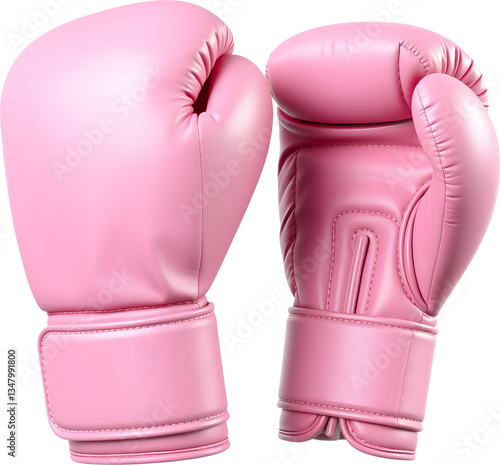 Realistic Pink Boxing Gloves isolated on transparent background.generative AI
