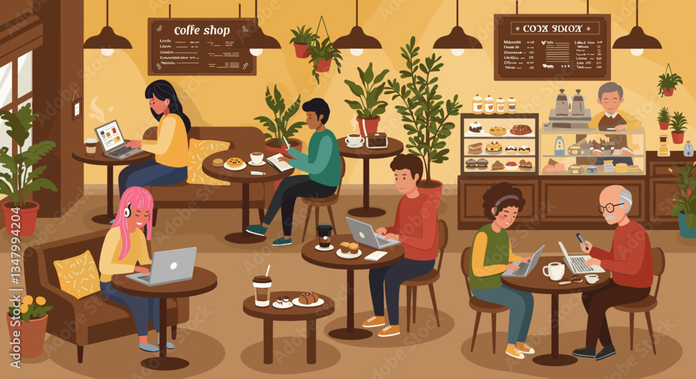 Cafe Scene with People Cafe Scene with People