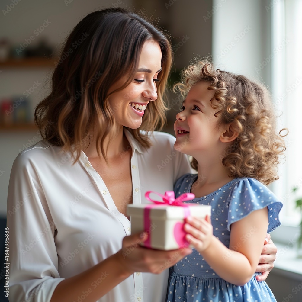 Mother and daughter sharing a heart-shaped card, bonding moment, family love happy childhood, joyful smiles, parent-child connection Mother and daughter sharing a heart-shaped card, bonding moment, family love happy childhood, joyful smiles, parent-child connection
