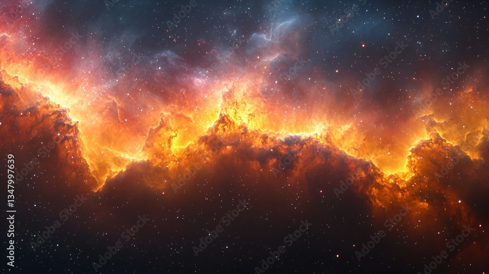 Fototapeta premium Fiery Nebula in Cosmic Space