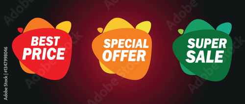 Vibrant and eye-catching design featuring best price, special offer, and super sale tags. Perfect for promotions, discounts, and marketing campaigns